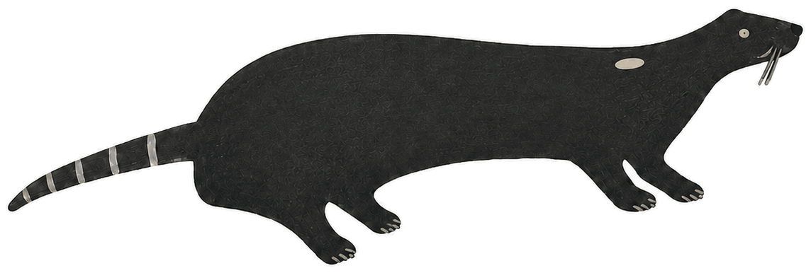 Otter artwork with a striped tail and fine whiskers