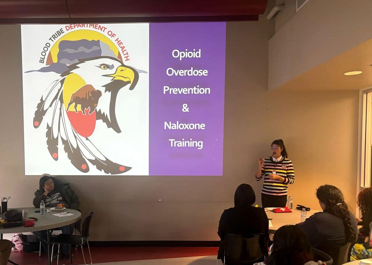 A naloxone training session in progress